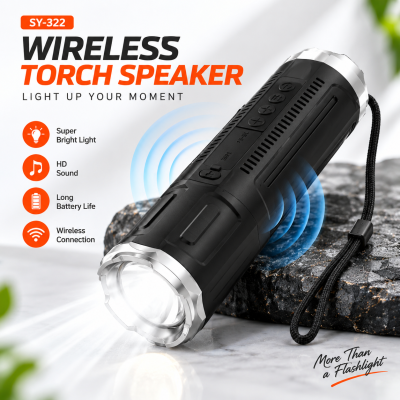 Deepartner Portable Bluetooth Outdoor Speaker – Wireless Mini Speaker with Zoomable Flashlight, 4 Dimming Modes, FM Radio & Long-Lasting Battery (140g)
